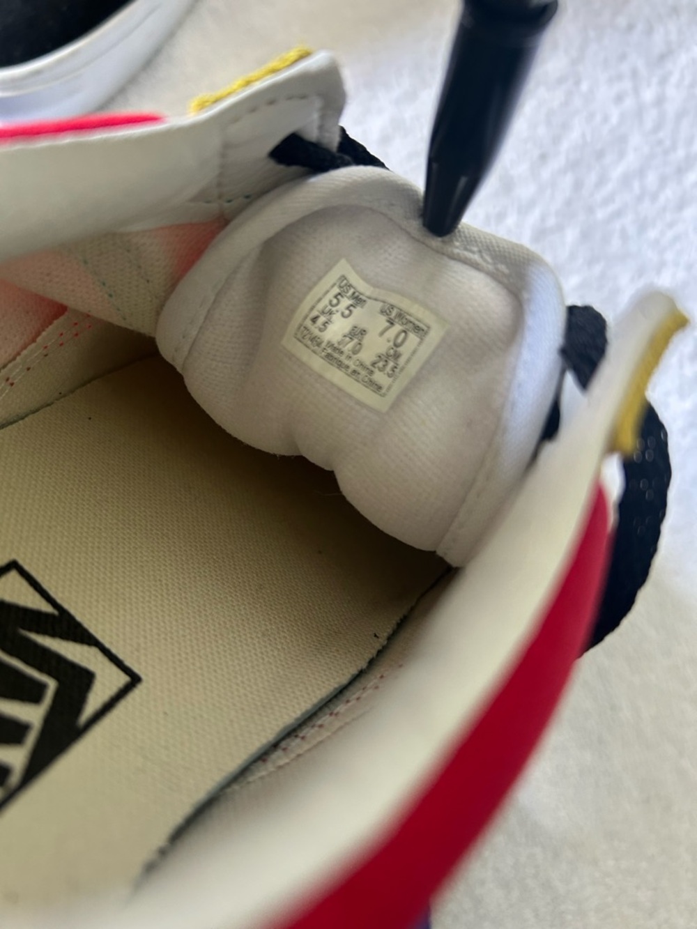NWOB Vans Multicolor Low Top Sneakers with Red Upper and Black Toe - Picture 14 of 14